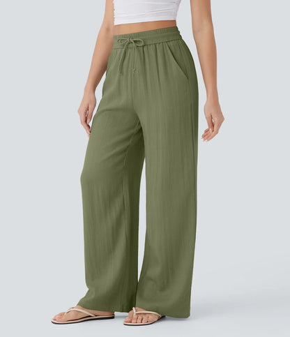 Comfortabele & Luchtige Linnen Broek met Elegante Pijpen