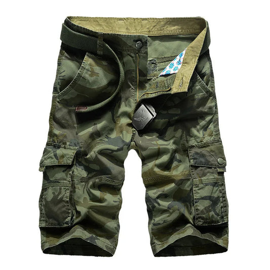 Korte cargo broek heren camouflage – comfortabel katoen – zomer