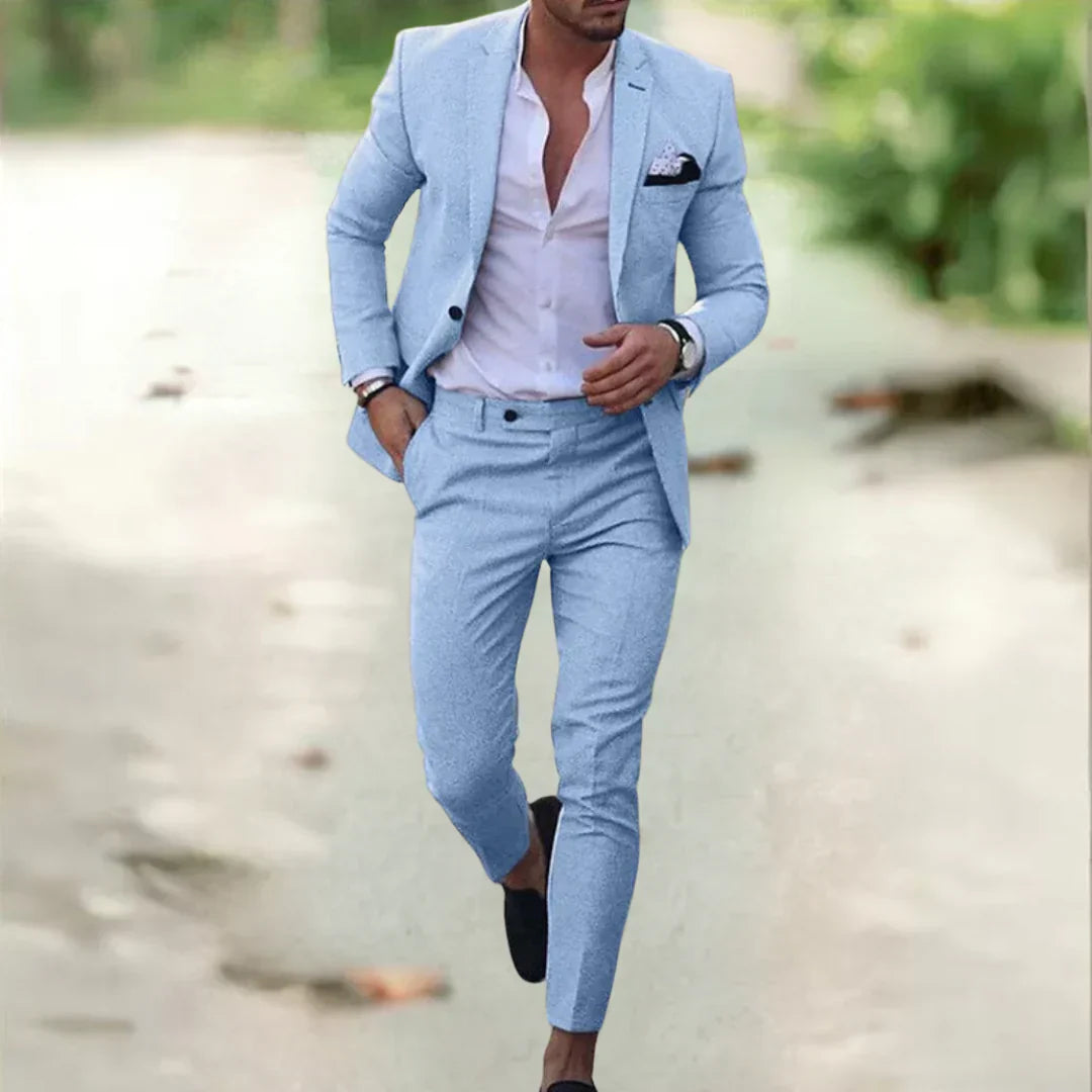 Heren Slim Fit Pak - Modern Design - Ademend & Comfortabel - Blauw