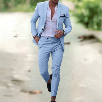 Heren Slim Fit Pak - Modern Design - Ademend & Comfortabel - Blauw