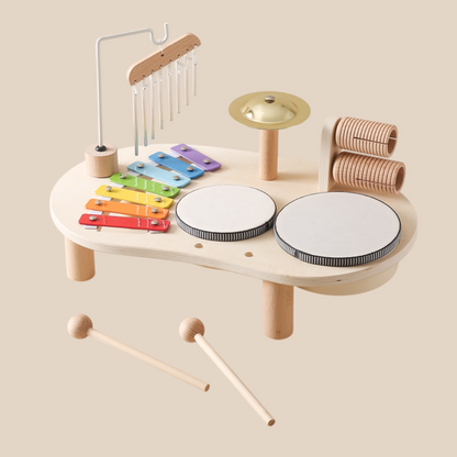 KiddieTunes Houten Muziektafel Kind - Xylofoon, Trommels & Bekkens (1+)