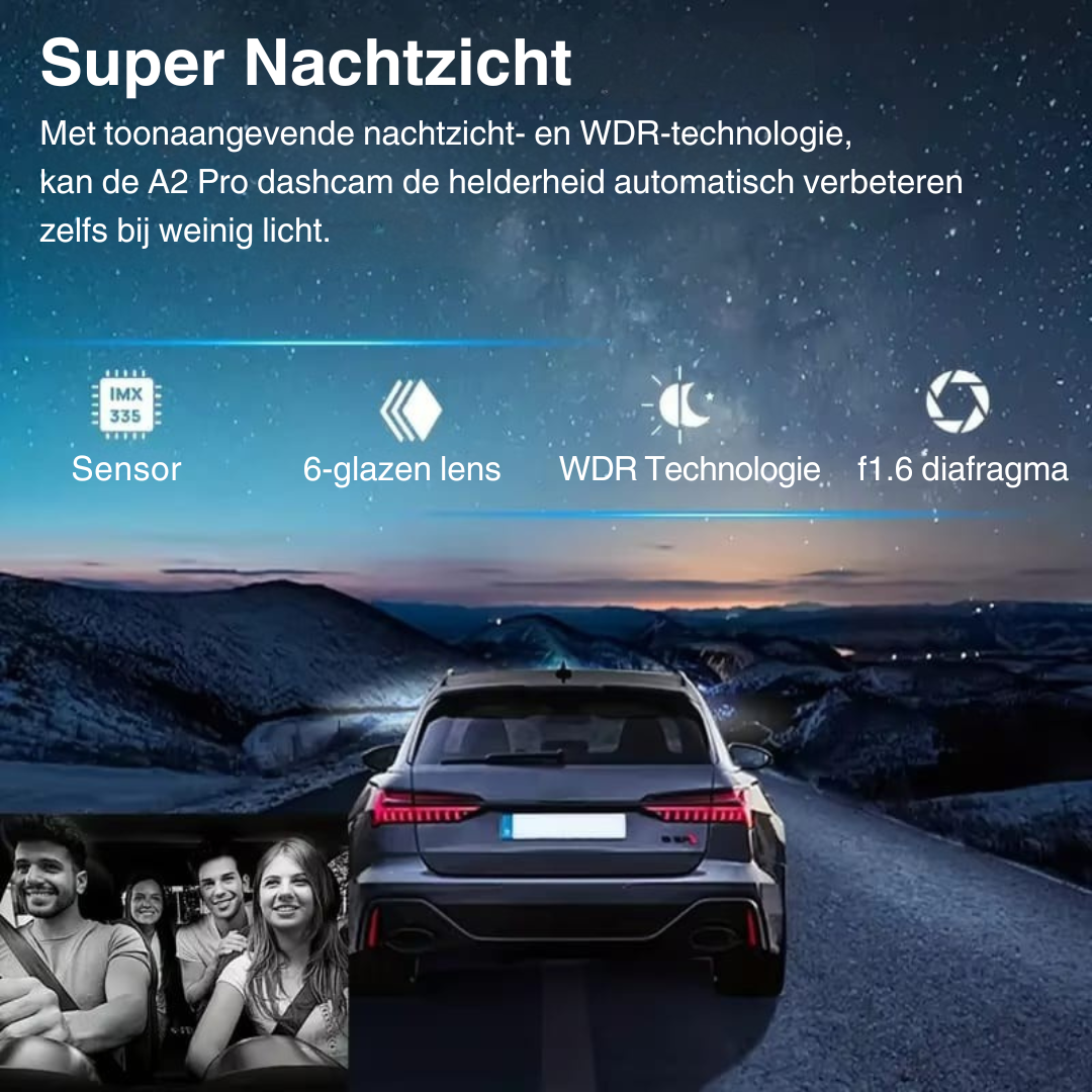Dual DashCam Pro Auto | Dubbele lens voor volledige dekking