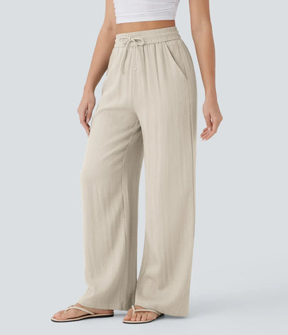 Comfortabele & Luchtige Linnen Broek met Elegante Pijpen