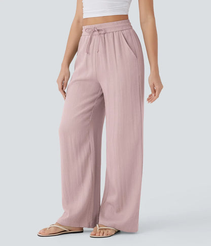 Comfortabele & Luchtige Linnen Broek met Elegante Pijpen