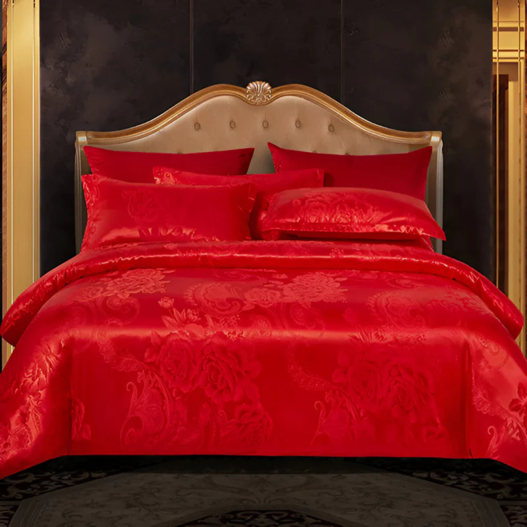 SatinBlossom – Luxe Satijnen Dekbedovertrek met Bloemenprint – Elegant & Comfortabel Beddengoed