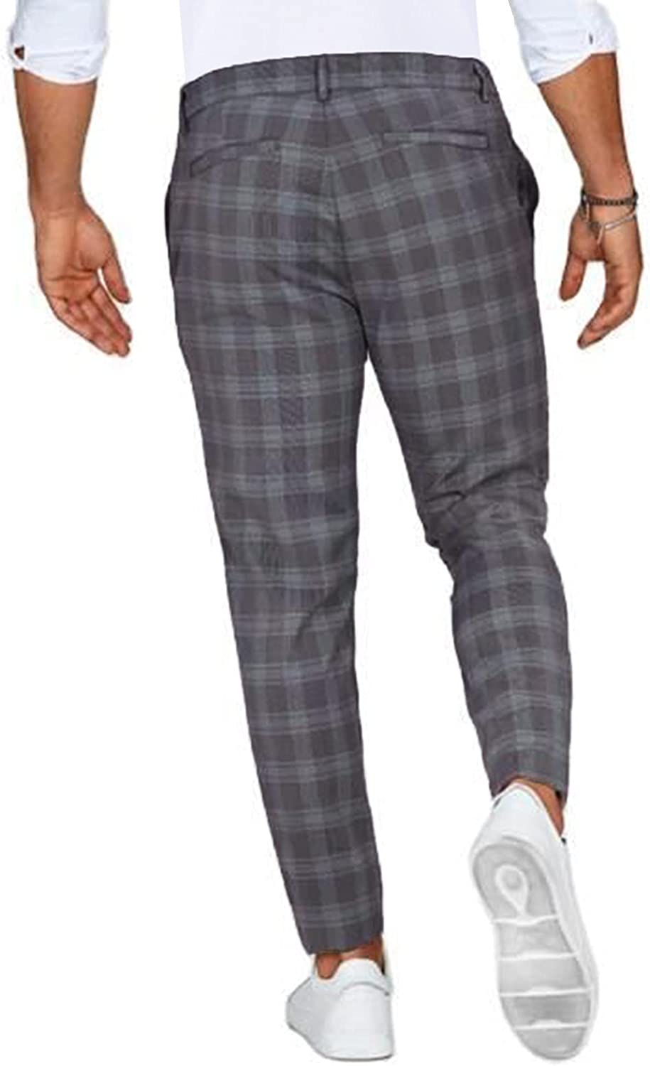 Casual chino herenbroek met ruitenpatroon - Slim fit - Beige