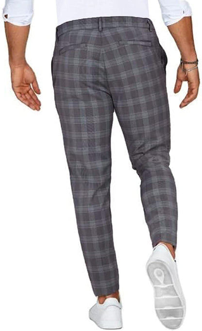 Casual chino herenbroek met ruitenpatroon - Slim fit - Beige