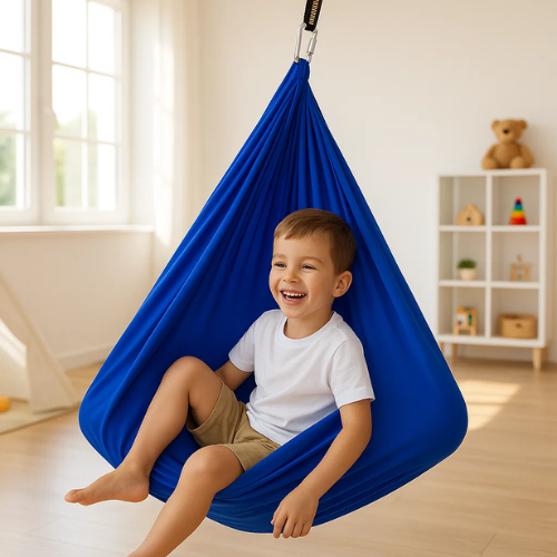 CozyNest Sensorische Therapieschommel van Katoen – Kalmerende Schommel voor Kinderen met Diepe Druk & Balansondersteuning