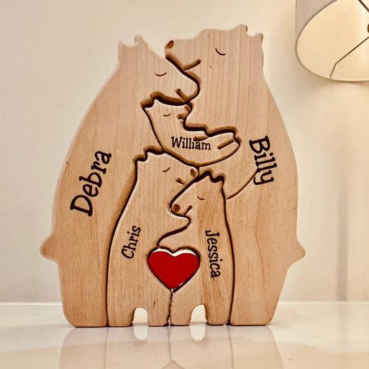 Heartwood Beren Familie – Gepersonaliseerde Houten Beeldjes | Handgemaakt & Uniek Gezinscadeau | Familieherinnering
