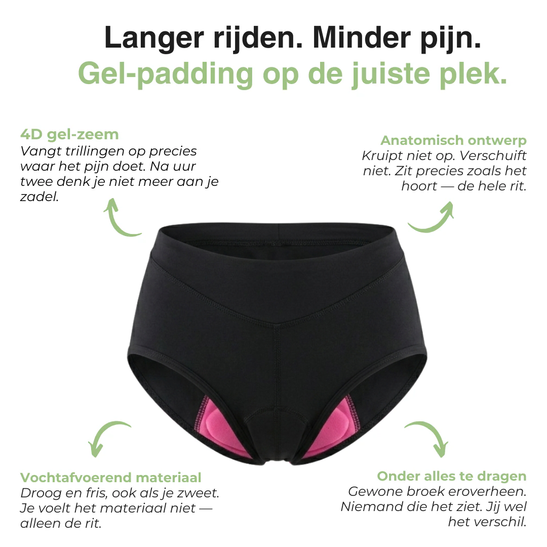 Dames Fiets Ondergoed met Padding – 4D Gel Zeem, Ademend