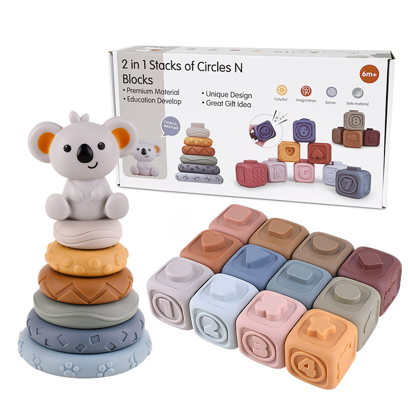 Koala Cubes - Tandvriendelijke toren - Bijtring speelgoed