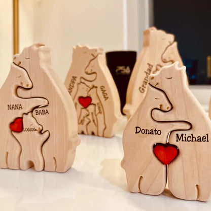 Heartwood Beren Familie – Gepersonaliseerde Houten Beeldjes | Handgemaakt & Uniek Gezinscadeau | Familieherinnering