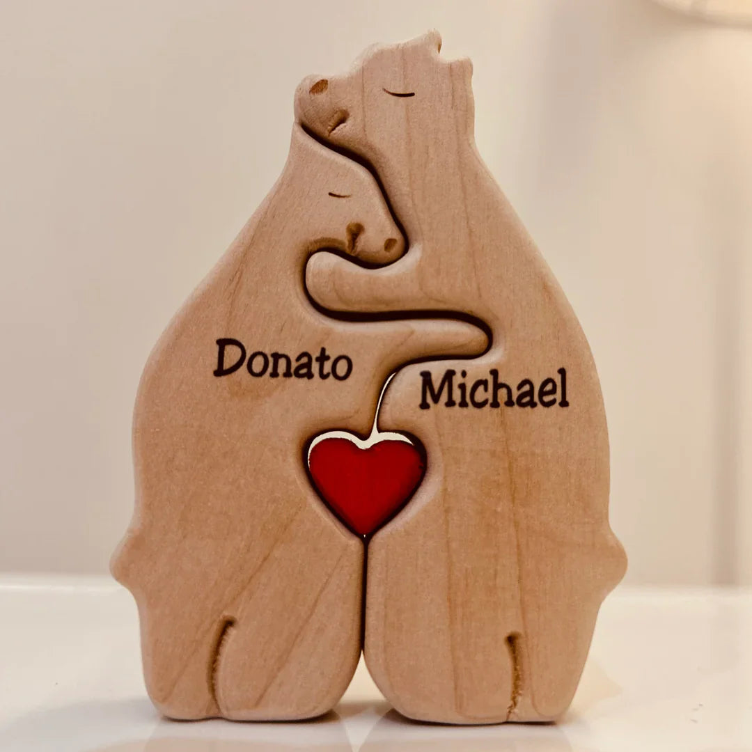 Heartwood Beren Familie – Gepersonaliseerde Houten Beeldjes | Handgemaakt & Uniek Gezinscadeau | Familieherinnering