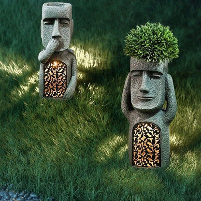 GlowPot - Artistieke sculptuur bloempot met LED-licht op zonne-energie voor tuindecoratie
