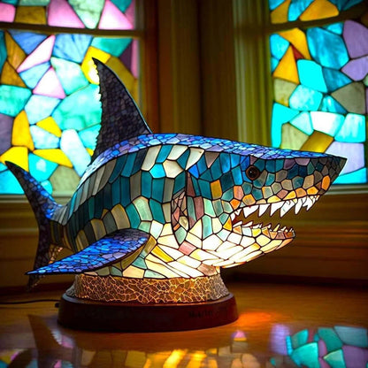Luxeloom dierenlamp – glas-in-lood sfeerlamp met dierendesign, handgemaakt en warm licht