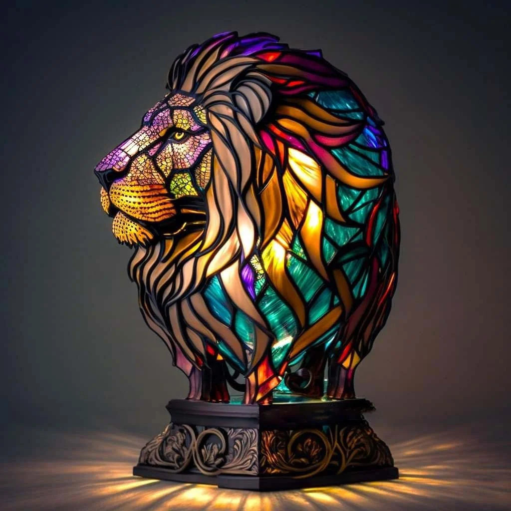 Luxeloom dierenlamp – glas-in-lood sfeerlamp met dierendesign, handgemaakt en warm licht