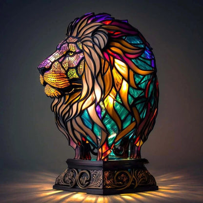Luxeloom dierenlamp – glas-in-lood sfeerlamp met dierendesign, handgemaakt en warm licht