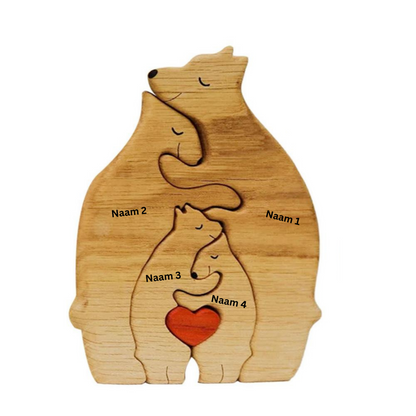 Heartwood Beren Familie – Gepersonaliseerde Houten Beeldjes | Handgemaakt & Uniek Gezinscadeau | Familieherinnering