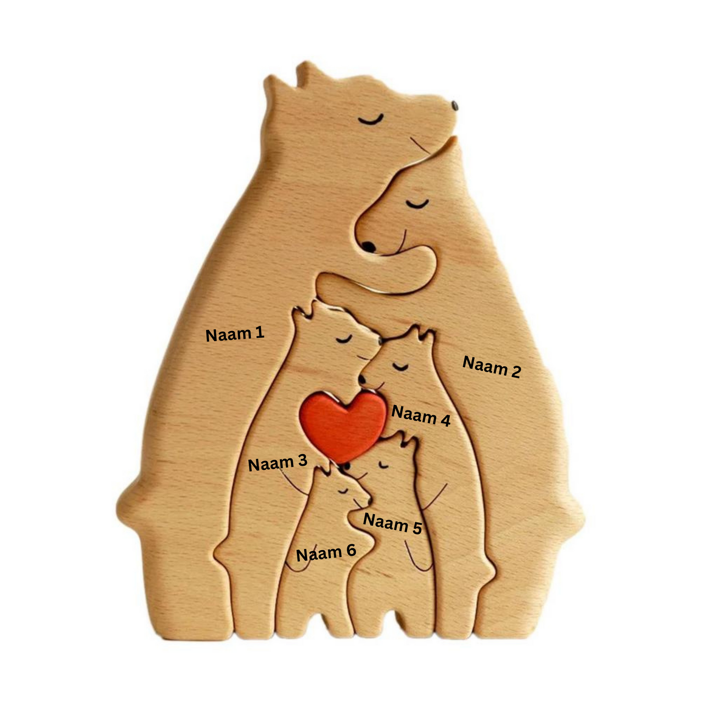 Heartwood Beren Familie – Gepersonaliseerde Houten Beeldjes | Handgemaakt & Uniek Gezinscadeau | Familieherinnering
