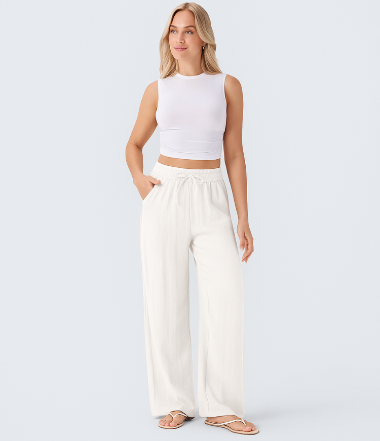 Comfortabele & Luchtige Linnen Broek met Elegante Pijpen