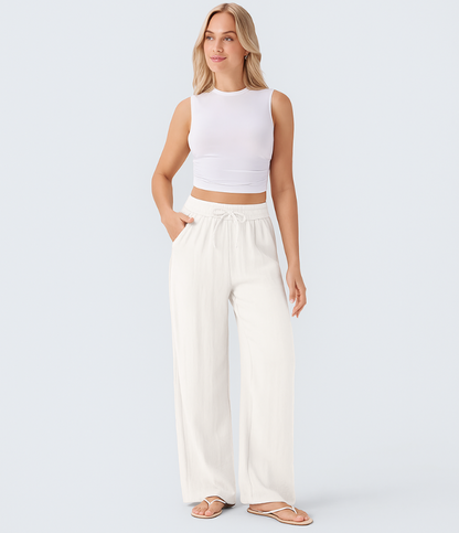 Comfortabele & Luchtige Linnen Broek met Elegante Pijpen