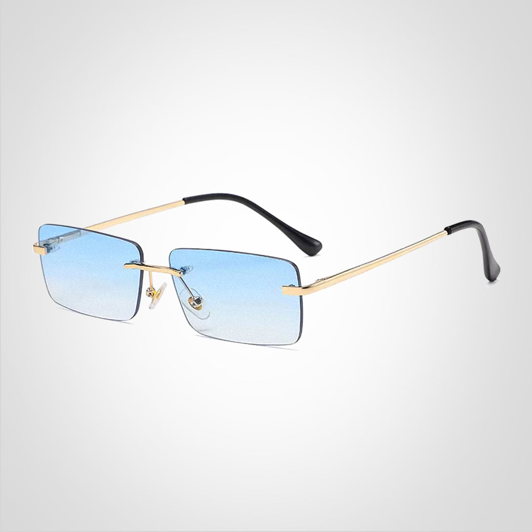 Gouden montuur blauwe lens