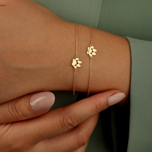 PawLove Armband | Persoonlijke Pootafdruk Armband voor Dierenliefhebbers | Gepersonaliseerd Sieraad in Goud, Zilver & Rosé Goud