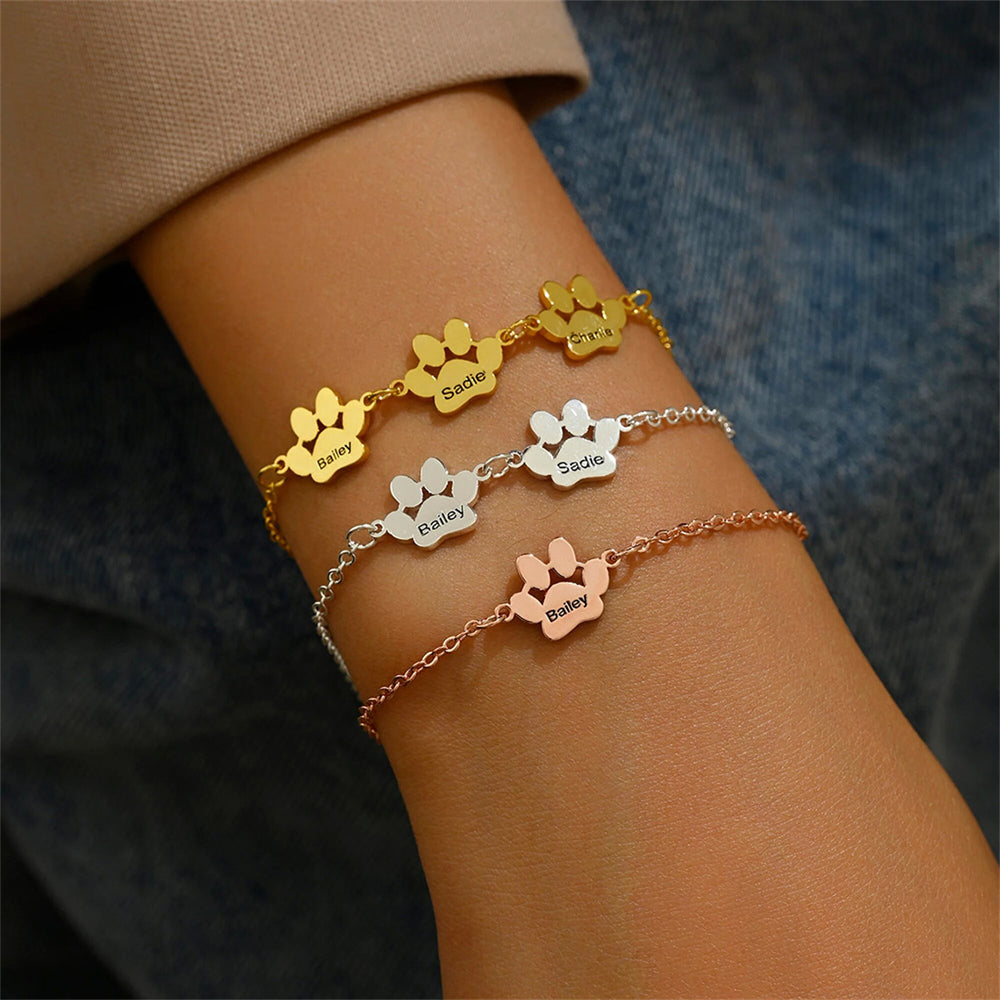 PawLove Armband | Persoonlijke Pootafdruk Armband voor Dierenliefhebbers | Gepersonaliseerd Sieraad in Goud, Zilver & Rosé Goud