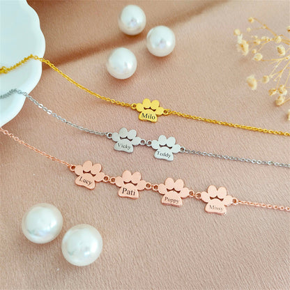 PawLove Armband | Persoonlijke Pootafdruk Armband voor Dierenliefhebbers | Gepersonaliseerd Sieraad in Goud, Zilver & Rosé Goud