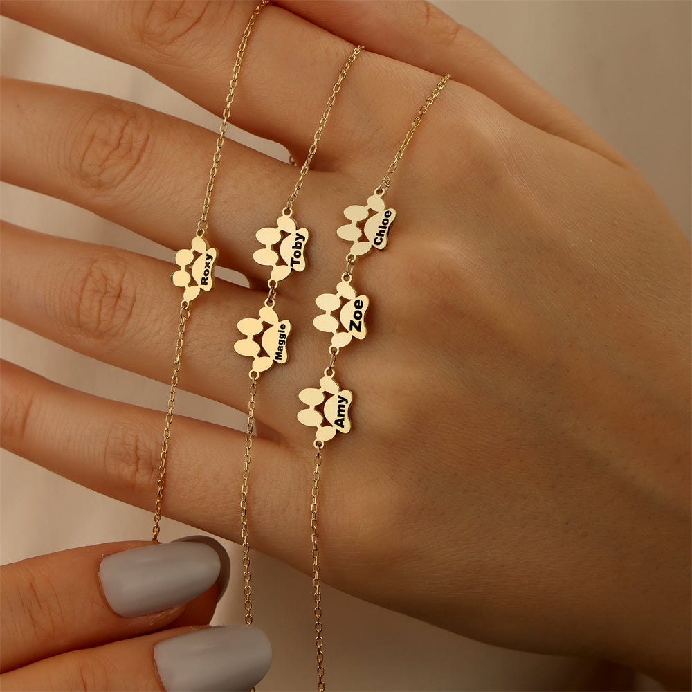 PawLove Armband | Persoonlijke Pootafdruk Armband voor Dierenliefhebbers | Gepersonaliseerd Sieraad in Goud, Zilver & Rosé Goud