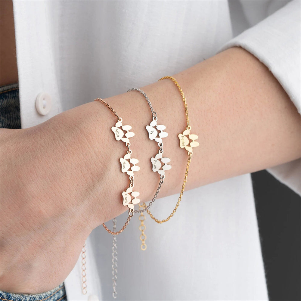 PawLove Armband | Persoonlijke Pootafdruk Armband voor Dierenliefhebbers | Gepersonaliseerd Sieraad in Goud, Zilver & Rosé Goud