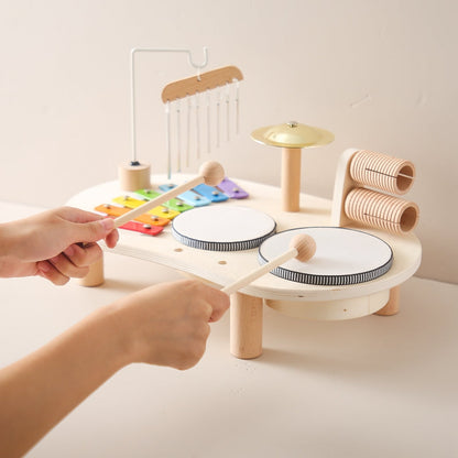 KiddieTunes Houten Muziektafel Kind - Xylofoon, Trommels & Bekkens (1+)