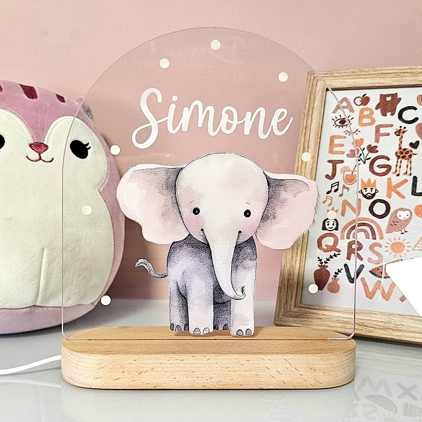 Droomdiertje Nachtlampje met Naam – Gepersonaliseerd Cadeau voor Kinderen