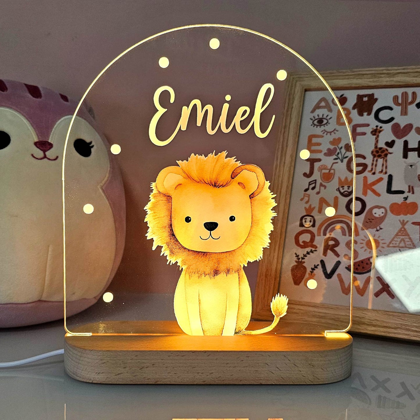Droomdiertje Nachtlampje met Naam – Gepersonaliseerd Cadeau voor Kinderen