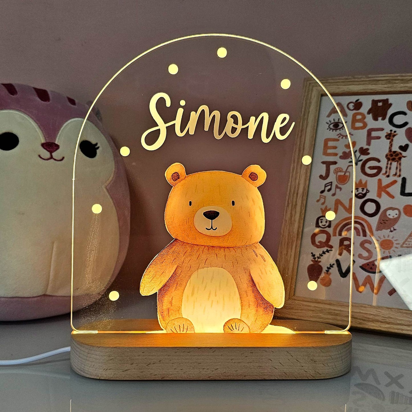Droomdiertje Nachtlampje met Naam – Gepersonaliseerd Cadeau voor Kinderen