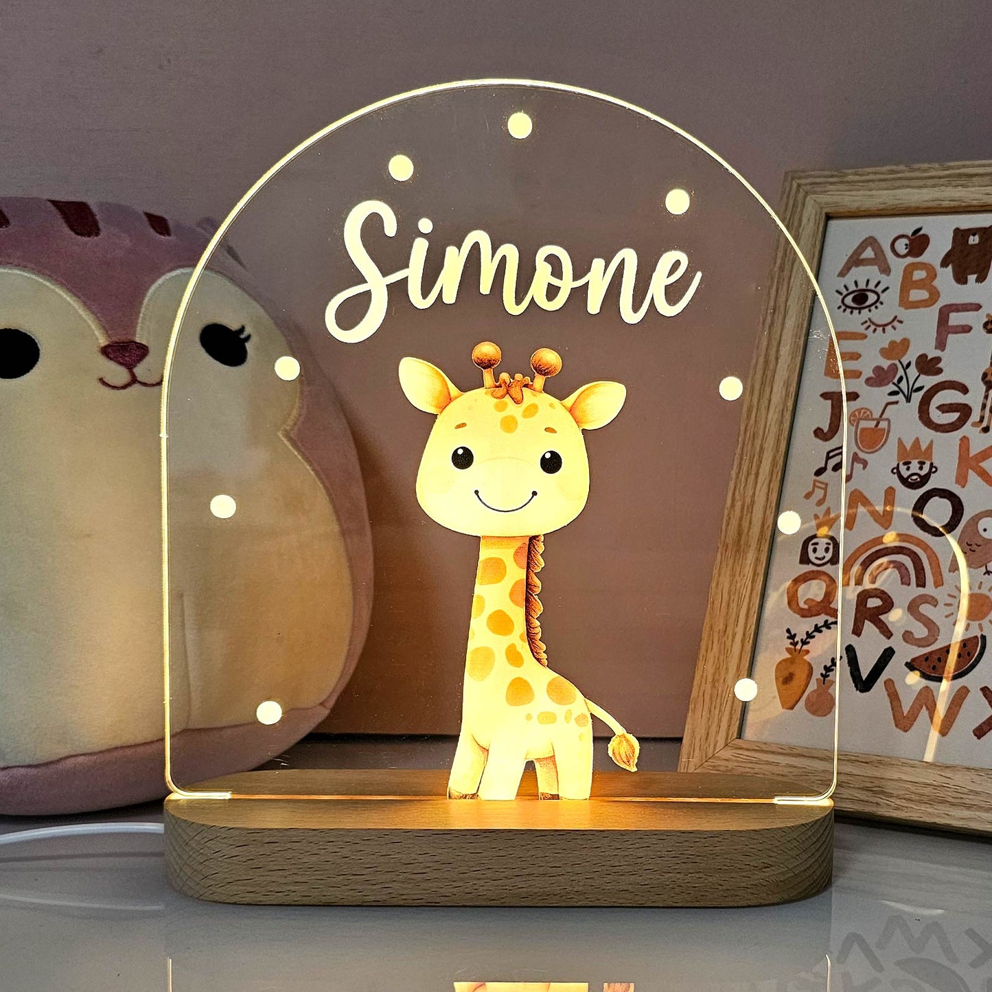 Droomdiertje Nachtlampje met Naam – Gepersonaliseerd Cadeau voor Kinderen