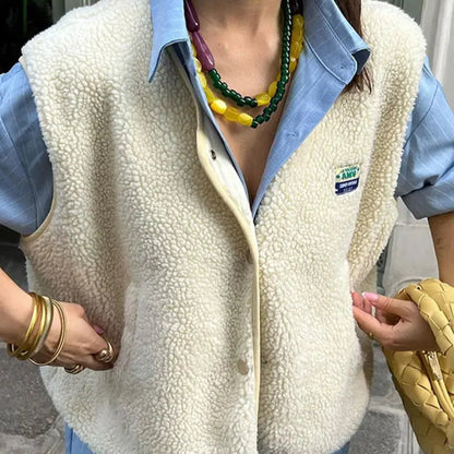 Hannah - Casual Mouwloos Gilet met V-hals Knopen en Zakken