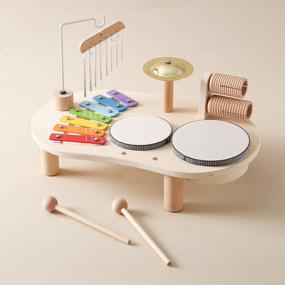 KiddieTunes Houten Muziektafel Kind - Xylofoon, Trommels & Bekkens (1+)