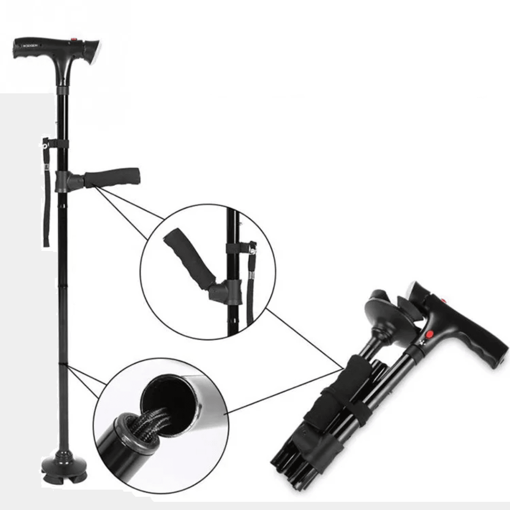 SmartWalk Wandelstok – Opvouwbaar met LED-verlichting