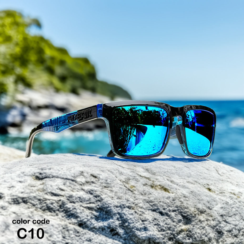 C10 - Blauwe Lens - Blauw Zwart Montuur