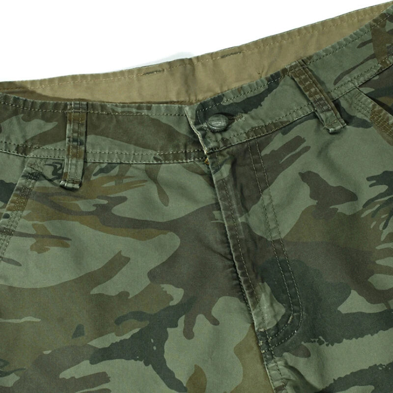 Korte cargo broek heren camouflage – comfortabel katoen – zomer