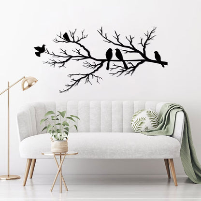 AviBranch – Metalen Muurdecoratie met Vogels op Tak – Moderne & Klassieke Wandkunst voor Woonkamer, Slaapkamer & Kantoor