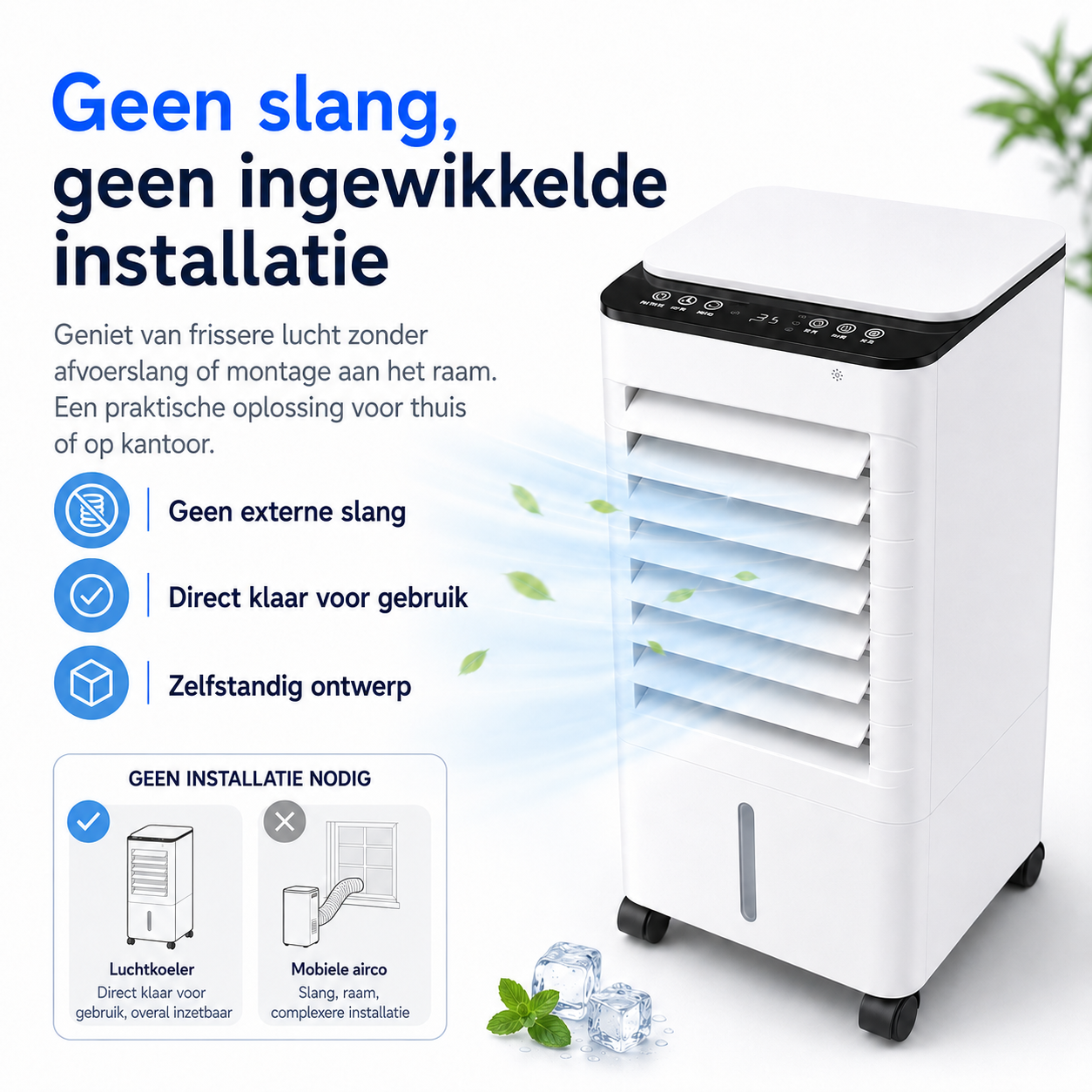 Draagbare Raamloze Aircooler voor Thuis & Kantoor