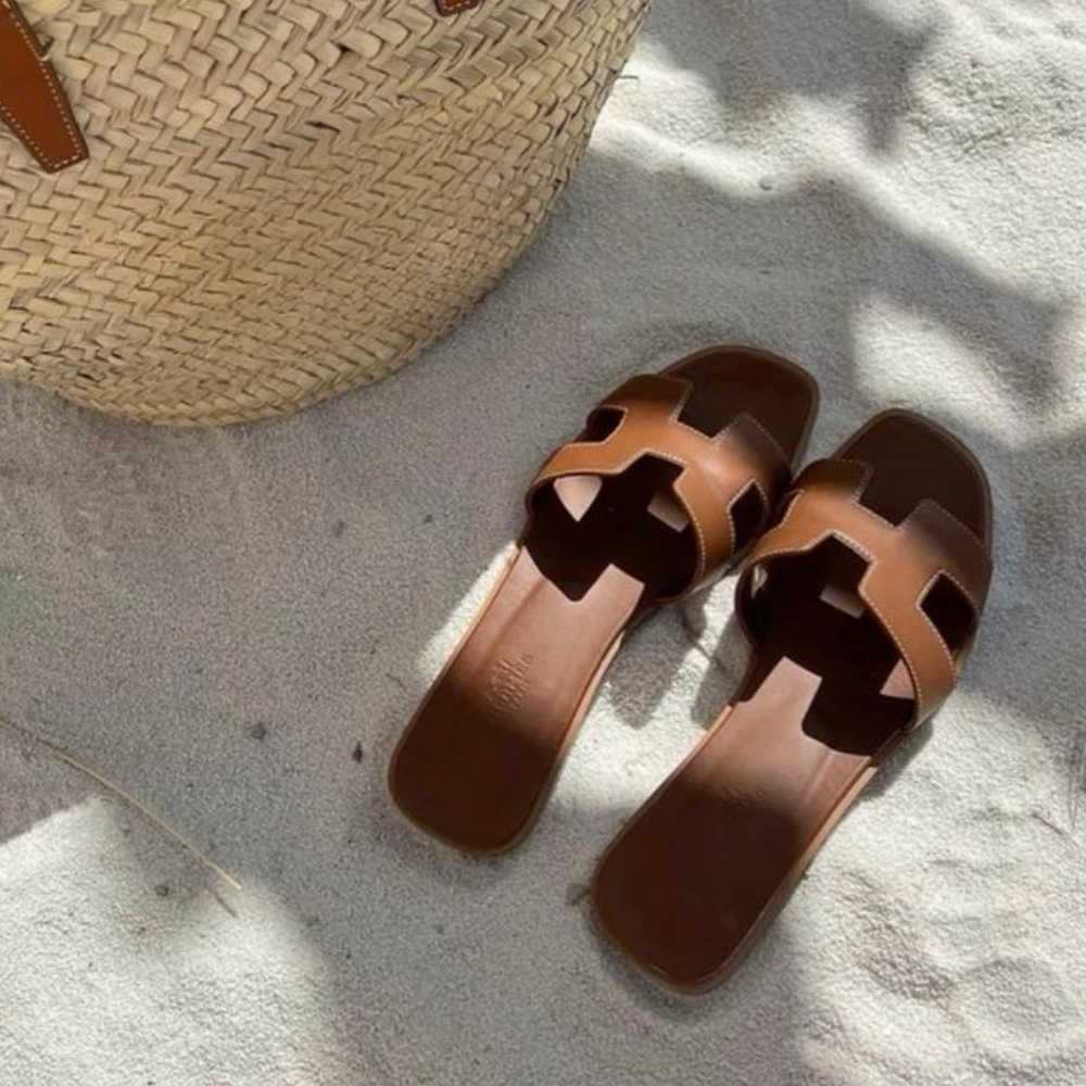 Keira Dames Leren Slippers met Luxe Ontwerp Zomer