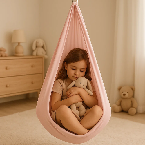 CozyNest Sensorische Therapieschommel van Katoen – Kalmerende Schommel voor Kinderen met Diepe Druk & Balansondersteuning