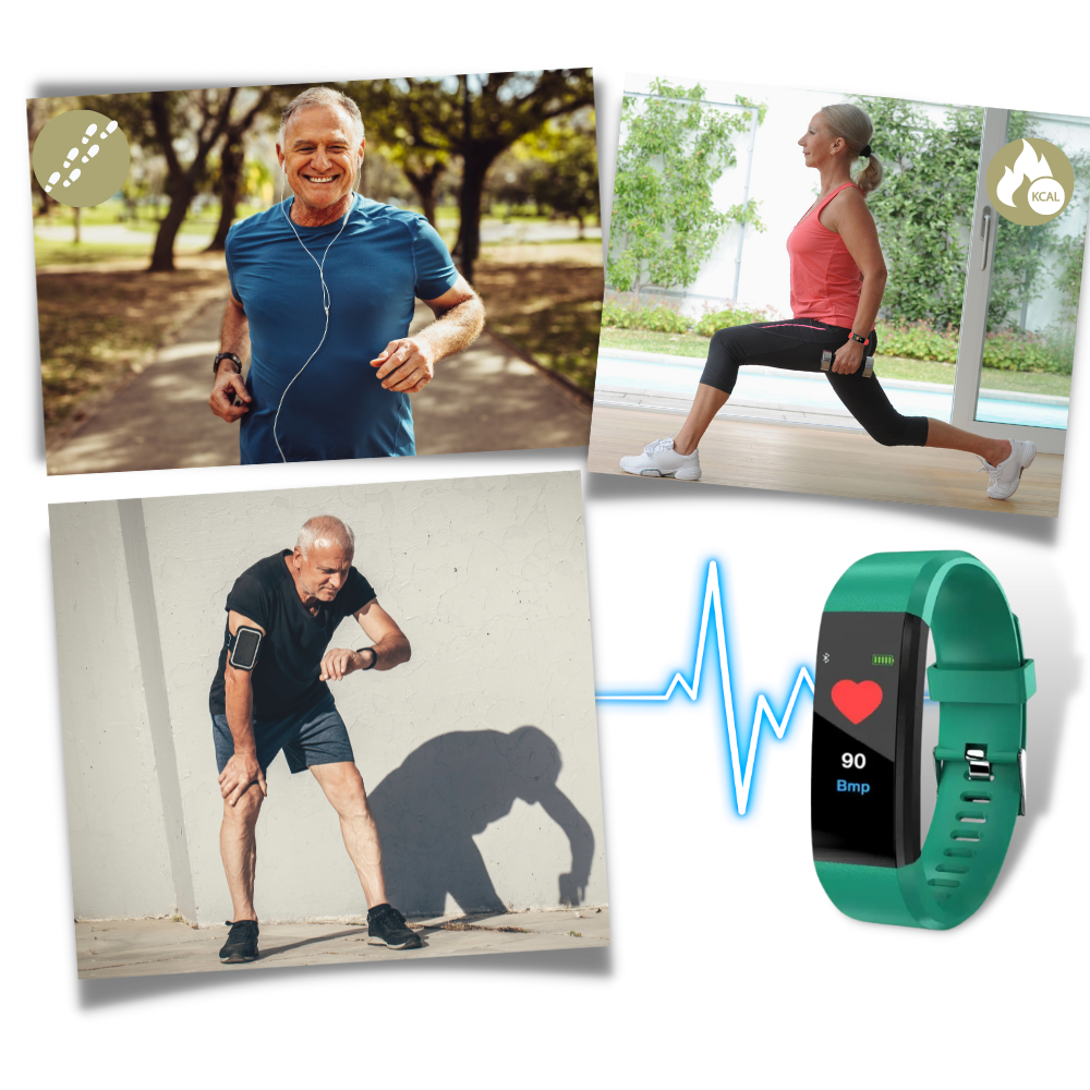 VitalBand | Senioren Smartwatch met Gezondheidsmonitor en Groot LED-Scherm voor Ouderen
