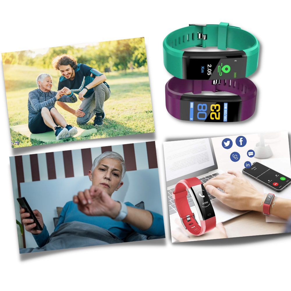 VitalBand | Senioren Smartwatch met Gezondheidsmonitor en Groot LED-Scherm voor Ouderen