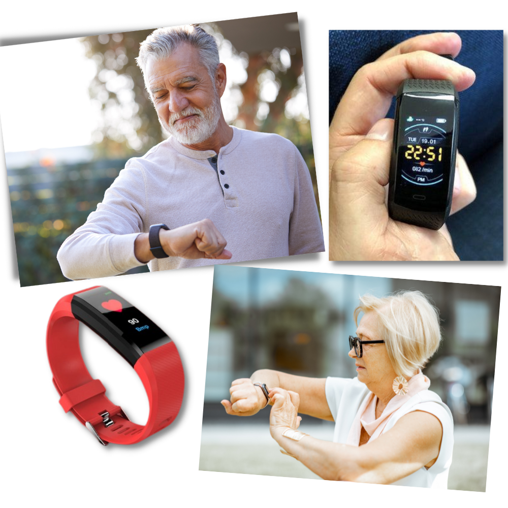 VitalBand | Senioren Smartwatch met Gezondheidsmonitor en Groot LED-Scherm voor Ouderen