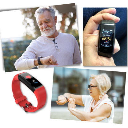 VitalBand | Senioren Smartwatch met Gezondheidsmonitor en Groot LED-Scherm voor Ouderen